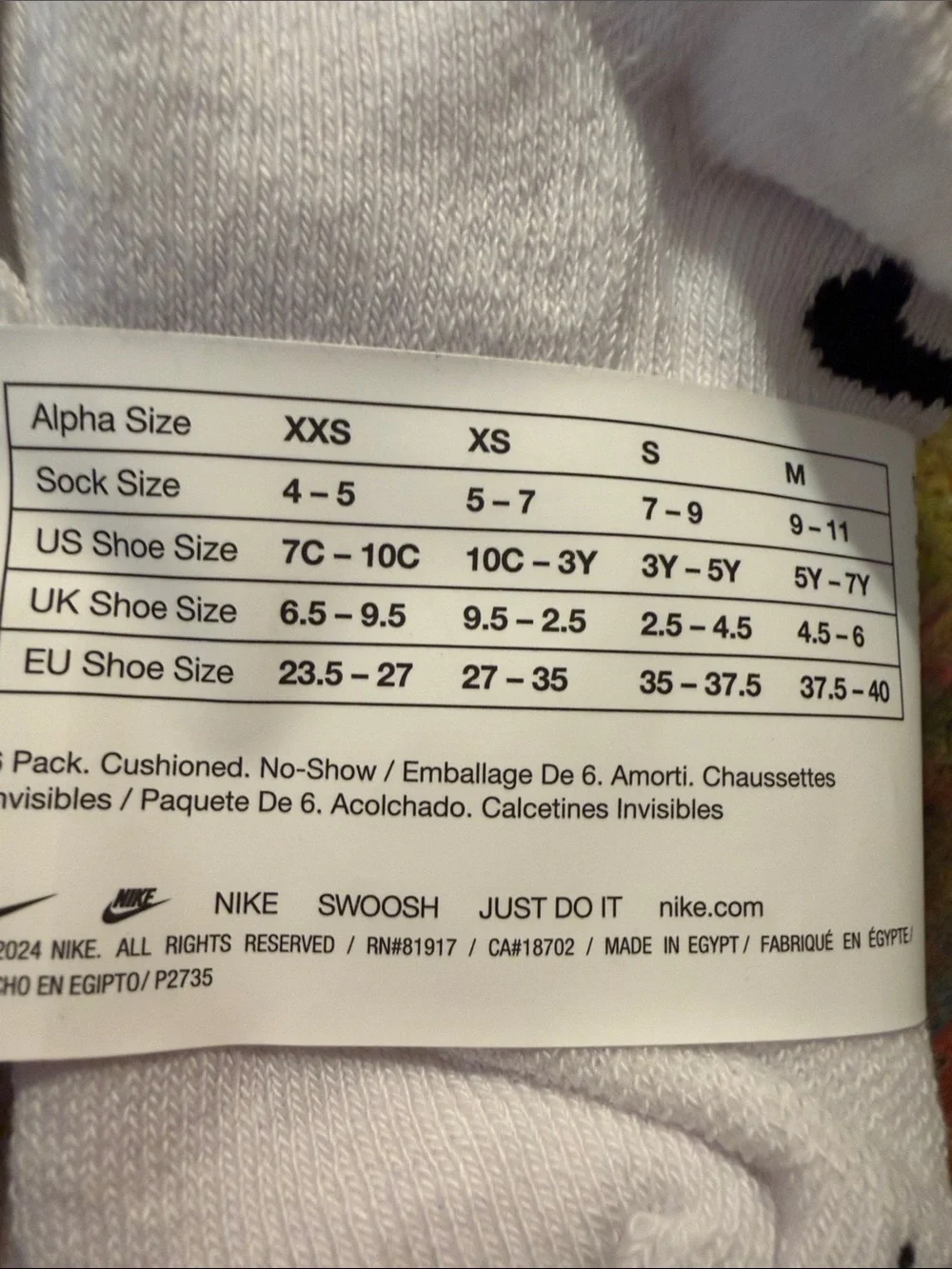 Nike White Low-Cut Athletic No-Show Socks - 6 Pack Dry Fit NEW Sz. XS 5-7 10C-3Y